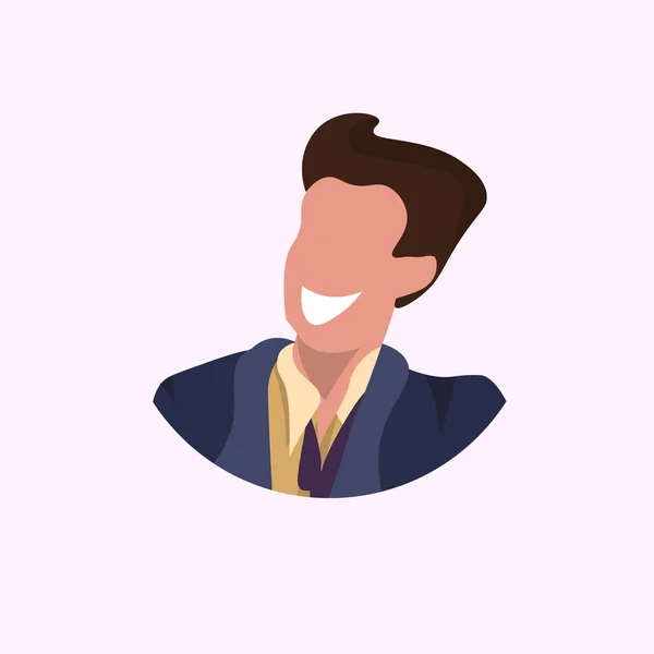 Casual homme visage avatar homme d'affaires souriant mâle dessin animé personnage portrait plat fond blanc — Image vectorielle