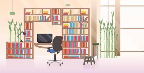 Vide pas de personnes créatif lieu de travail moderne bureau intérieur plat horizontal — Image vectorielle