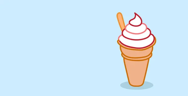 Ice Cream Cone zoete dessert voedsel concept schets horizontaal — Stockvector