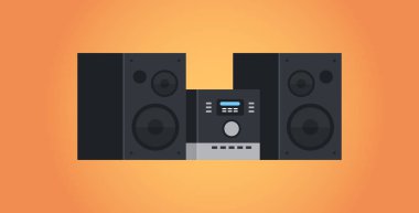 elektrikli ev ses sistemleri ses cihazı simge stüdyo Hi Fi sistemleri kavramı düz