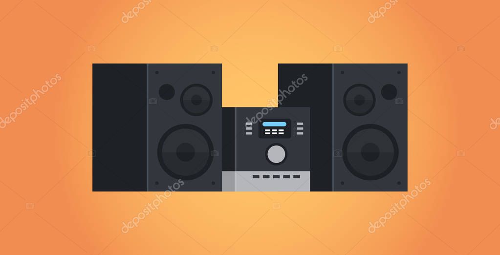 Electric home audio systems sound device icon studio HI FI systems concept flat vector illustration