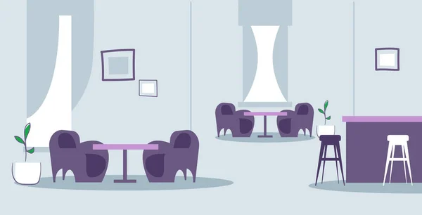 Café moderne intérieur vide pas de personnes cafétéria avec meubles croquis gribouille horizontale — Image vectorielle