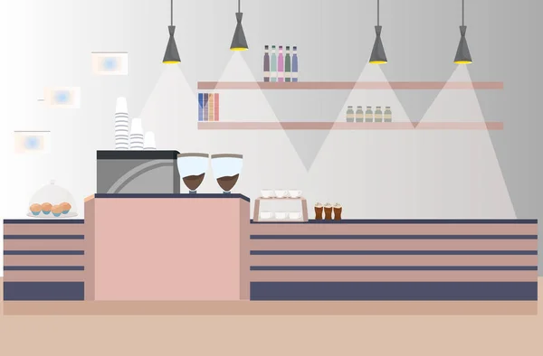 Café moderne vide pas de personnes restaurant café intérieur plat horizontal — Image vectorielle