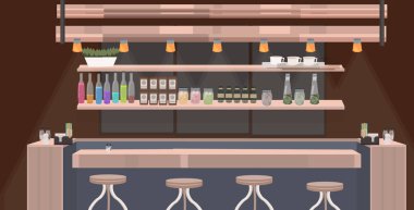 modern kafe boş hiçbir kişi restoran tezgahı sandalye kafeterya iç düz yatay closeup