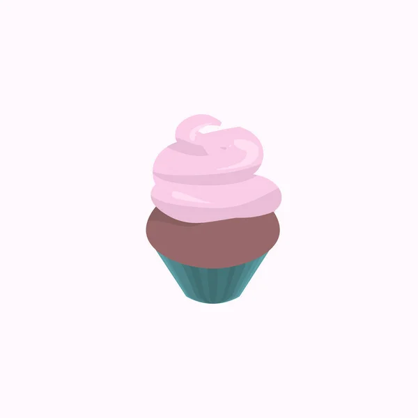 Helado cupcake sabroso pastel de magdalenas dulce panadería postre plano — Vector de stock