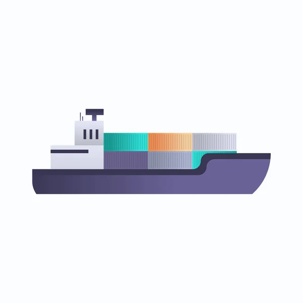 Морський нафтовий танкер вантажний контейнер корабель концепція транспортування білий фон плоский — стоковий вектор