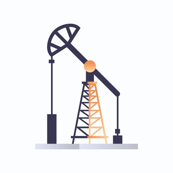 Oliepomp icon olie-industrie apparatuur fossiele brandstoffen productieconcept platte witte achtergrond — Stockvector