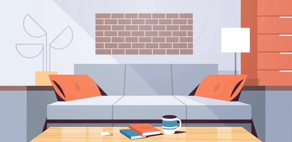 Moderno apartamento diseño vacío no personas sala de estar interior plano horizontal — Vector de stock