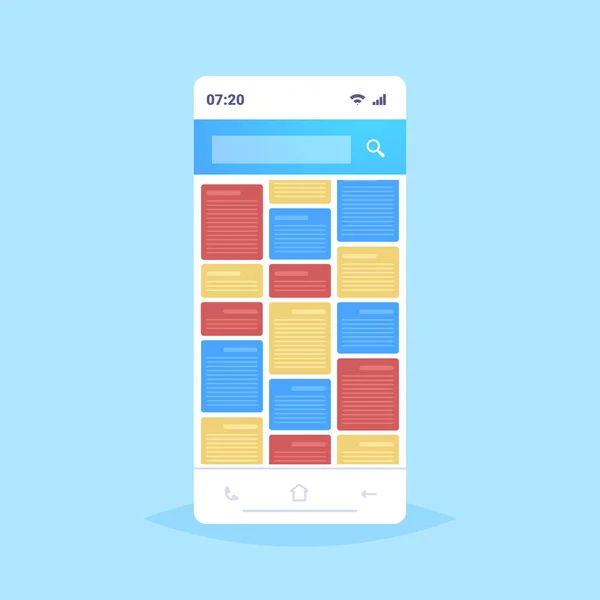 Smartphone skärm med färgglada anteckningar mobil applikation Creative användargränssnitt utveckling arrangör påminnelse Concept Flat — Stock vektor