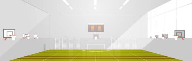 Modern boş boşaltmak iç spor salonu insanlar karmaşık daire yatay