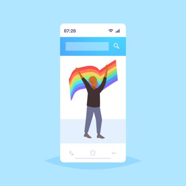 adam bayrak düz erkek ekran gökkuşağı mobil karakter karikatür kavramı gurur sevgi tutmak uygulama