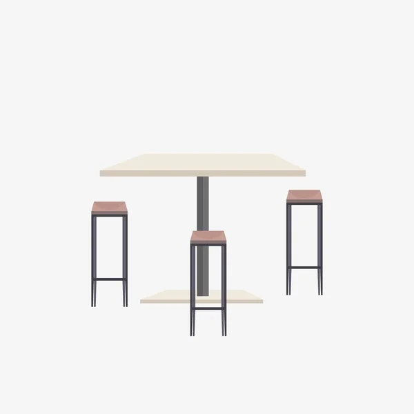 Vacío no personas mesa de café con sillas moderno restaurante cafetería muebles plana — Vector de stock