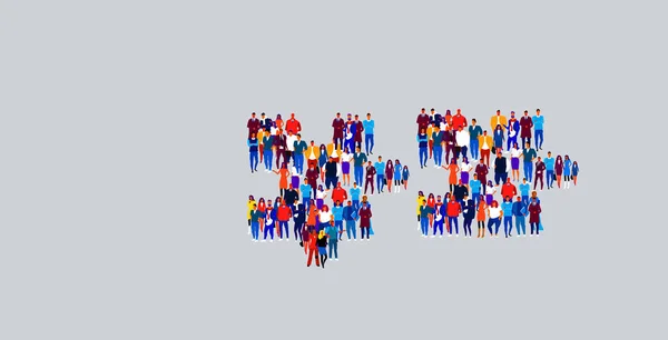 Zakenlui menigte verzamelen in puzzel delen vorm verschillende zakelijke mensen groep staande samen Social Media Community teamwork concept horizontaal — Stockvector