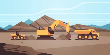 ağır ekskavatörler Yük damperli kamyon sanayi üretim kömür maden madencilik taşıma taş zemin yatay