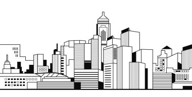 modern şehir binaları yüksek gökdelenler şehir silüeti arka plan kentsel yaşam ince çizgi tarzı yatay görüntülemek