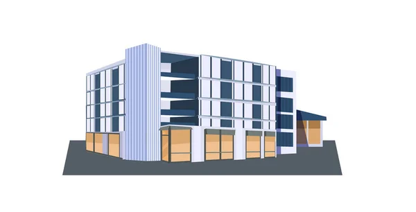 Moderno edificio de oficinas corporativo icono centro de negocios exterior con grandes ventanas panorámicas plana horizontal — Archivo Imágenes Vectoriales