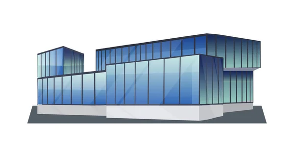 Современный корпоративный офис икона бизнес-центр экстерьер с большими панорамными окнами плоские горизонтальные — стоковый вектор