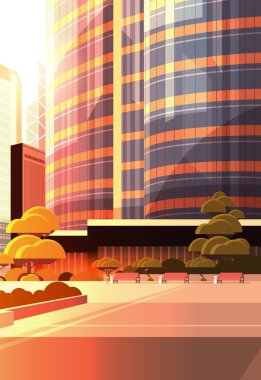 beautifil şehir sokak günbatımı siluetyüksek gökdelenler modern cityscape arka plan düz dikey closeup