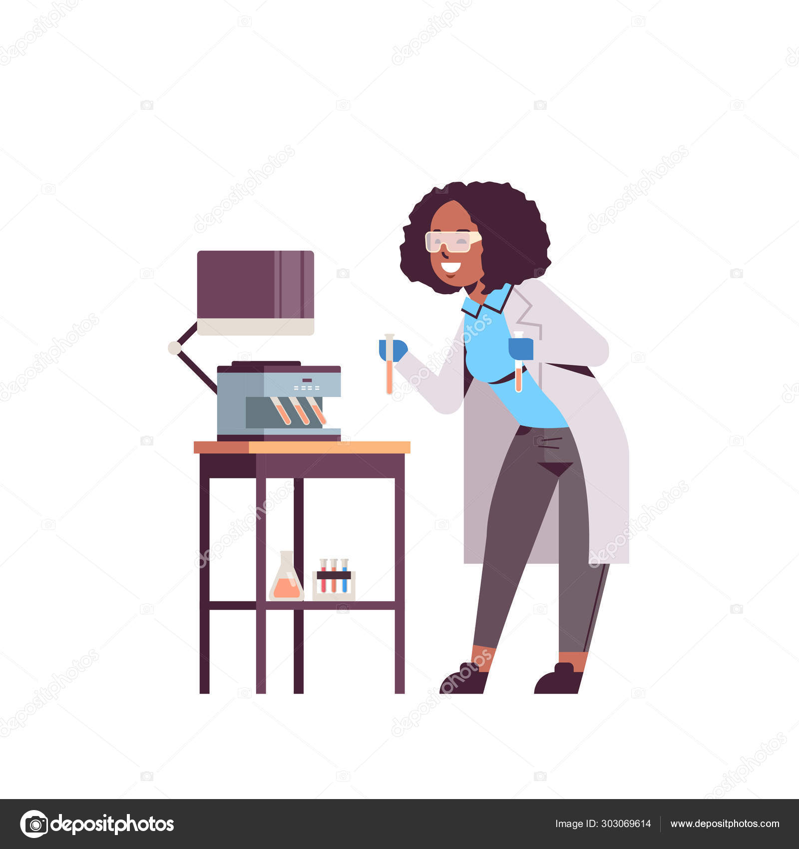 Wissenschaftlerin hält Reagenzgläser mit Blutproben afrikanisch