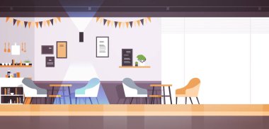 modern kafe iç boş hiçbir kişi restoran kafeterya tasarım düz yatay