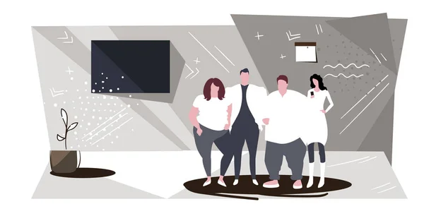 Business people group standing together successful teamwork concept business people office workers corporate employees looking at camera modern office interior sketch full length horizontal —  Vetores de Stock