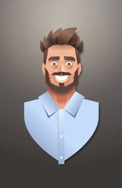 Jovem empresário rosto avatar sorridente homem de negócios retrato papel na moda origami arte masculino desenho animado personagem vertical plana — Vetor de Stock