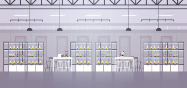 boş hiçbir kişi kimyasal araştırma laboratuvarı ile farklı ekipman bilim adamı işyeri bilim eğitim kimya kavramı modern laboratuvar iç düz yatay