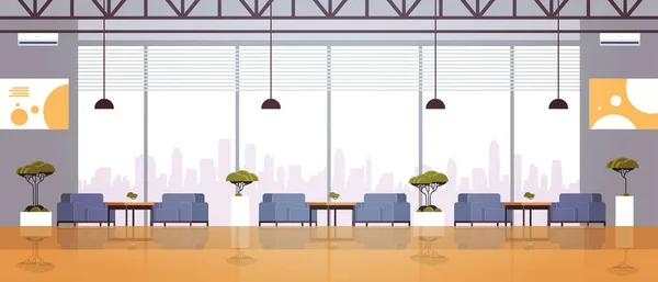 Kafeteria gród kawiarnia ludzie nowoczesny okienny projektować płaski restauracja pusty widok wnętrze — Wektor stockowy