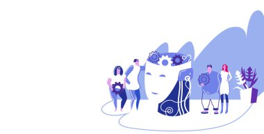 businesspople takım cogwheel beyin fırtınası süreci yaratıcı fikir iş geliştirme konsepti meslektaşları birlikte kroki yatay tam uzunlukta çalışma ile insan kafasına yakın dişliler tutan