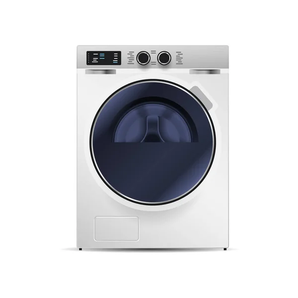 Pračka izolované na bílém pozadí pohled na ocelové pračky domácí spotřebiče — Stockový vektor