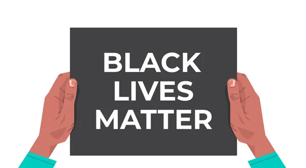 Χέρια κρατώντας μαύρες ζωές θέμα banner εκστρατεία ευαισθητοποίησης κατά των φυλετικών διακρίσεων του σκούρου χρώματος του δέρματος — Διανυσματικό Αρχείο