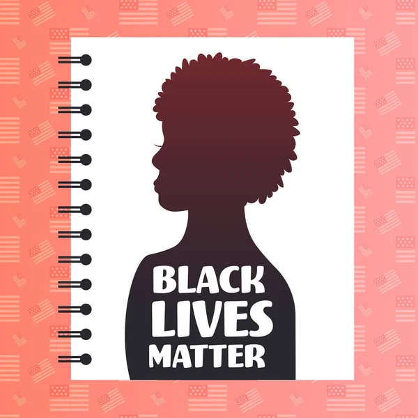 Silueta de la mujer contra la discriminación racial vidas negras materia concepto problemas sociales del racismo — Archivo Imágenes Vectoriales