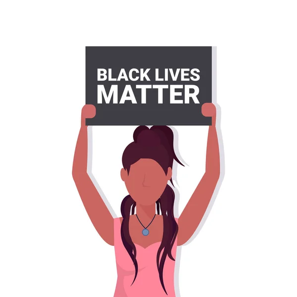 Mujer con vidas negras importa campaña de sensibilización contra la discriminación racial — Vector de stock