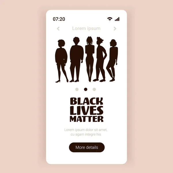 Silhouetten von Menschen gegen Rassendiskriminierung Blackout Dienstag Black lives matter concept — Stockvektor