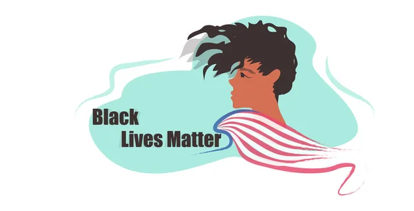 Afričan americký muž s vlajkou proti rasové diskriminaci černé životy záleží koncept sociální problémy rasismu — Stockový vektor