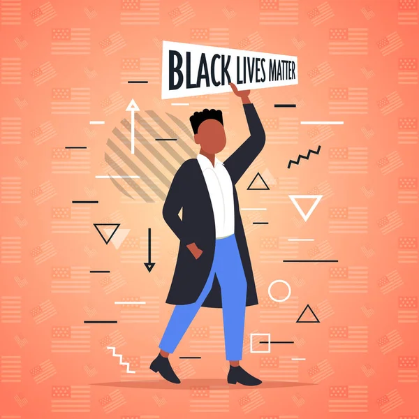 흑인 생활을 하는 아프리카계 미국 남자 인종 차별에 반대하는 현수막 운동 — 스톡 벡터