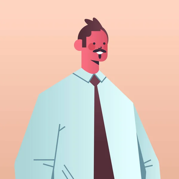 Feliz hombre de negocios oficinista en ropa casual retrato de personaje de dibujos animados masculinos — Vector de stock