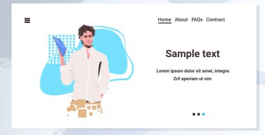 Elinde tabletli adam, modaya uygun giyinen modacı erkek çizgi film karakteri portresi.