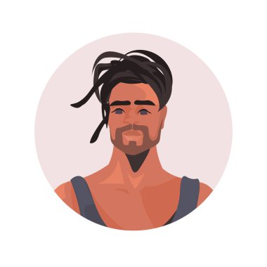 Afrikalı Amerikalı genç adam Avatar güzel adam erkek çizgi film karakteri portresiyle karşı karşıya