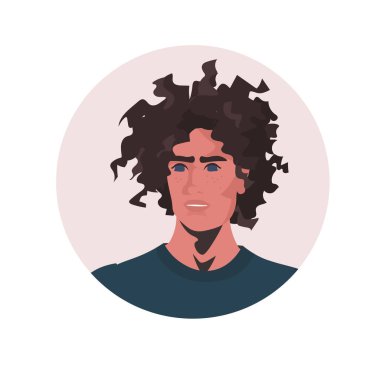 Afrikalı Amerikalı genç adam Avatar güzel adam erkek çizgi film karakteri portresiyle karşı karşıya