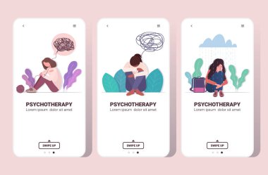 Üzgün kızlar depresyon sorunları stres psikoterapi depresyon konsepti