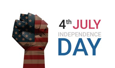 Amerika Birleşik Devletleri 'nin yumruğunu kaldırarak 4 Temmuz bağımsızlık bayrağının bayrağını dikti.