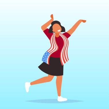 4 Temmuz Bağımsızlık Günü kutlamaları bayrağı taşıyan Afrikalı Amerikalı kadın.
