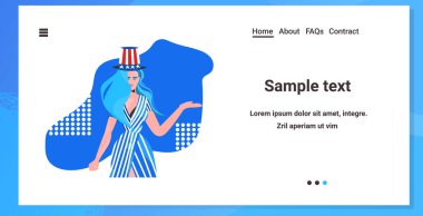 4 Temmuz Amerika 'nın bağımsızlık günü kutlamaları bayrağı taşıyan şapkalı kadın.