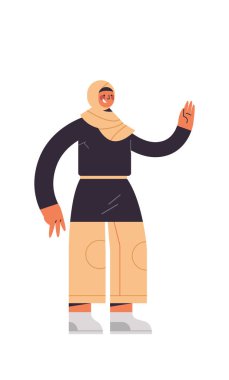 Geleneksel giysiler içinde Arap bir kadın. İş kadını, kadın çizgi film karakterini işaret ediyor.