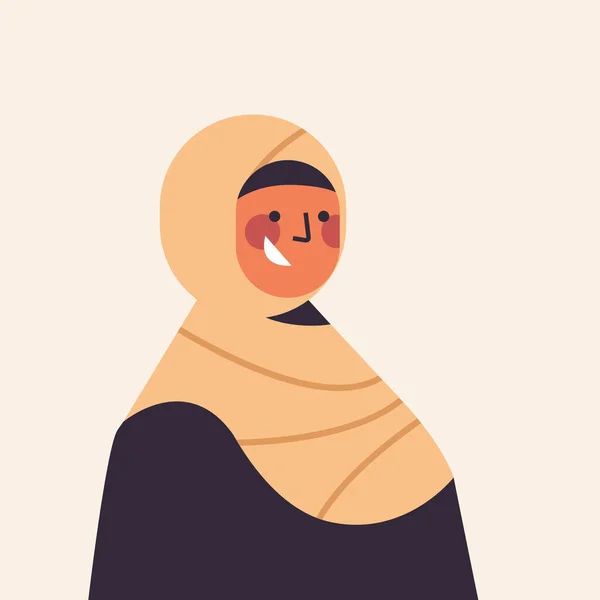 Mujer árabe en ropa tradicional sonriente chica árabe avatar personaje de dibujos animados femeninos retrato — Vector de stock