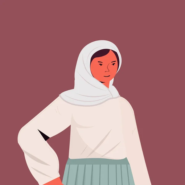 Mujer árabe en ropa tradicional árabe personaje de dibujos animados femeninos retrato — Vector de stock