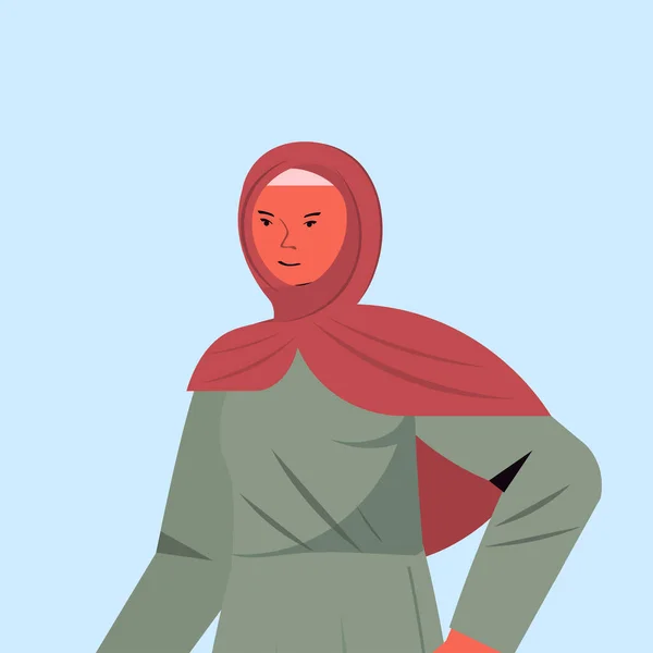 Mujer árabe en ropa tradicional árabe personaje de dibujos animados femeninos retrato — Vector de stock