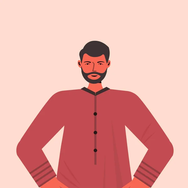 Arabský muž v tradičním oblečení arabský muž kreslený znak portrét — Stockový vektor
