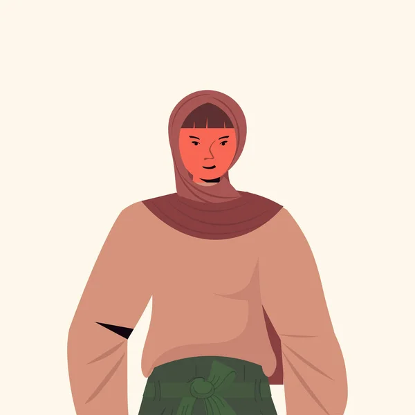 Mujer árabe en ropa tradicional árabe personaje de dibujos animados femeninos retrato — Vector de stock